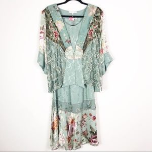 Vintage Sage Floral Skirt Set